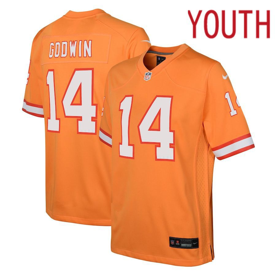 Youth Tampa Bay Buccaneers 14 Chris Godwin Nike Orange Throwback Game NFL Jersey